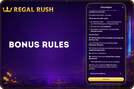 Bonus rules Regal Rush