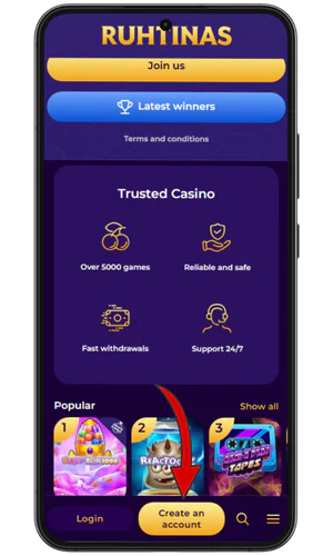 Create an account button Regal Rush